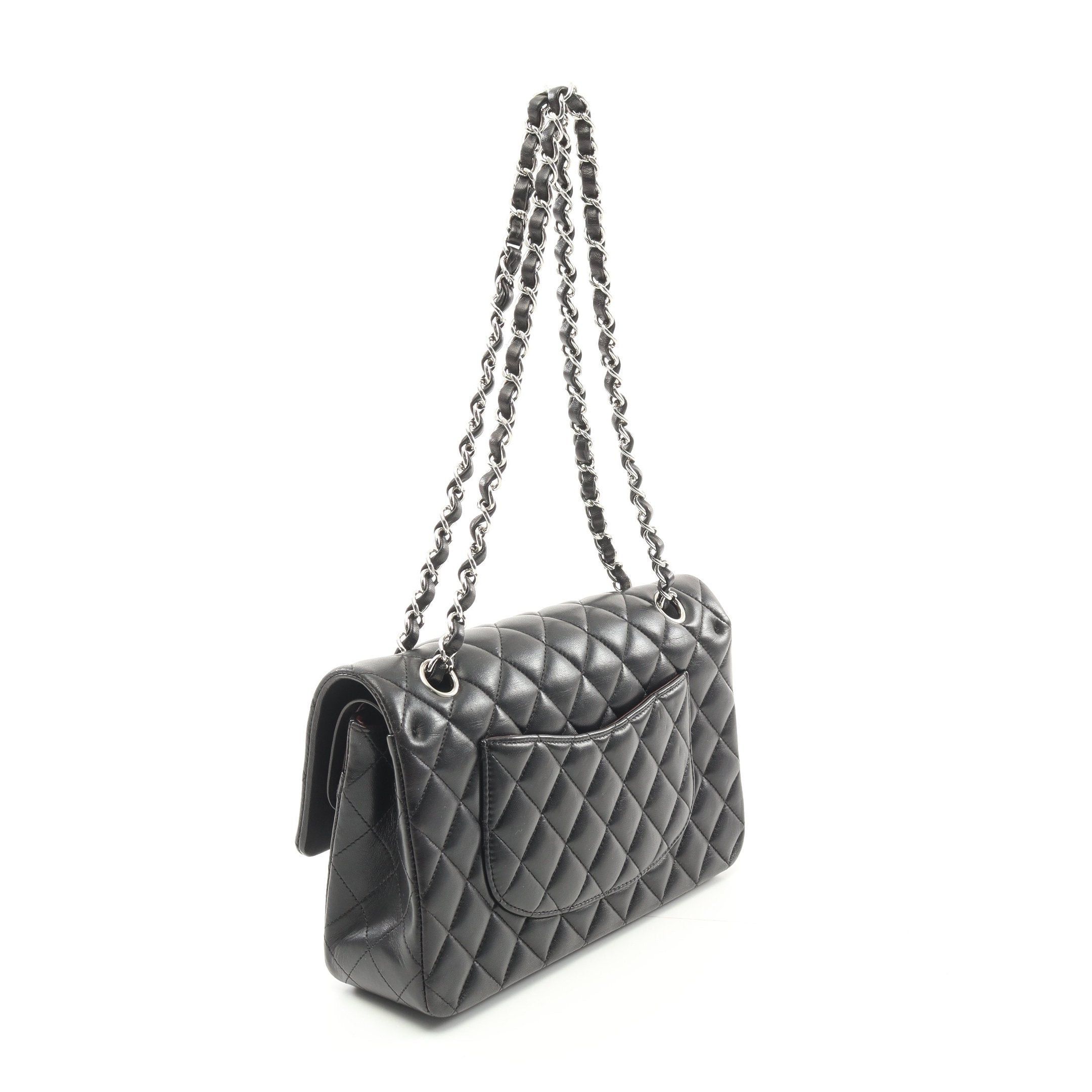 Chanel Chanel Matelasse Double Flap Chain Shoulder Bag Lambskin Black Silver Hardware Size ONE SIZE - 2 Thumbnail