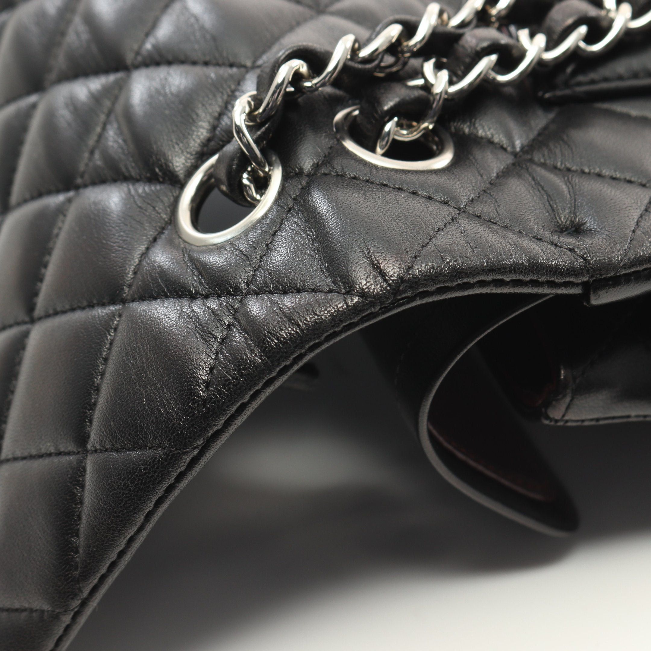 Chanel Chanel Matelasse Double Flap Chain Shoulder Bag Lambskin Black Silver Hardware Size ONE SIZE - 8 Thumbnail