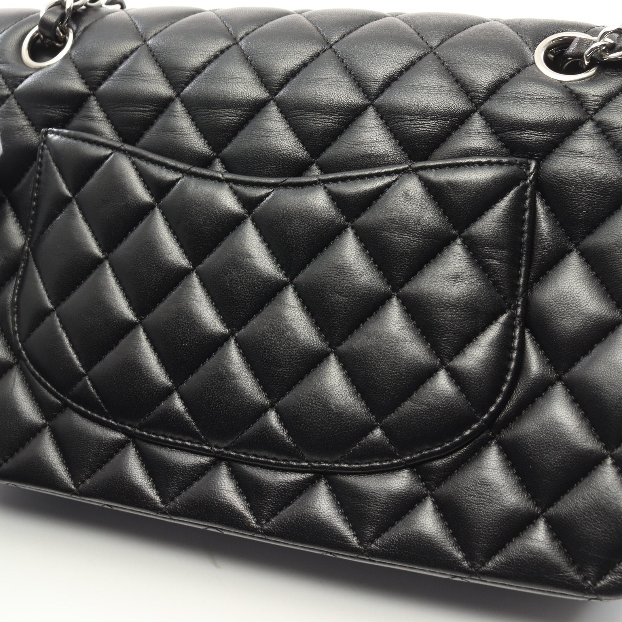 Chanel Chanel Matelasse Double Flap Chain Shoulder Bag Lambskin Black Silver Hardware Size ONE SIZE - 9 Thumbnail
