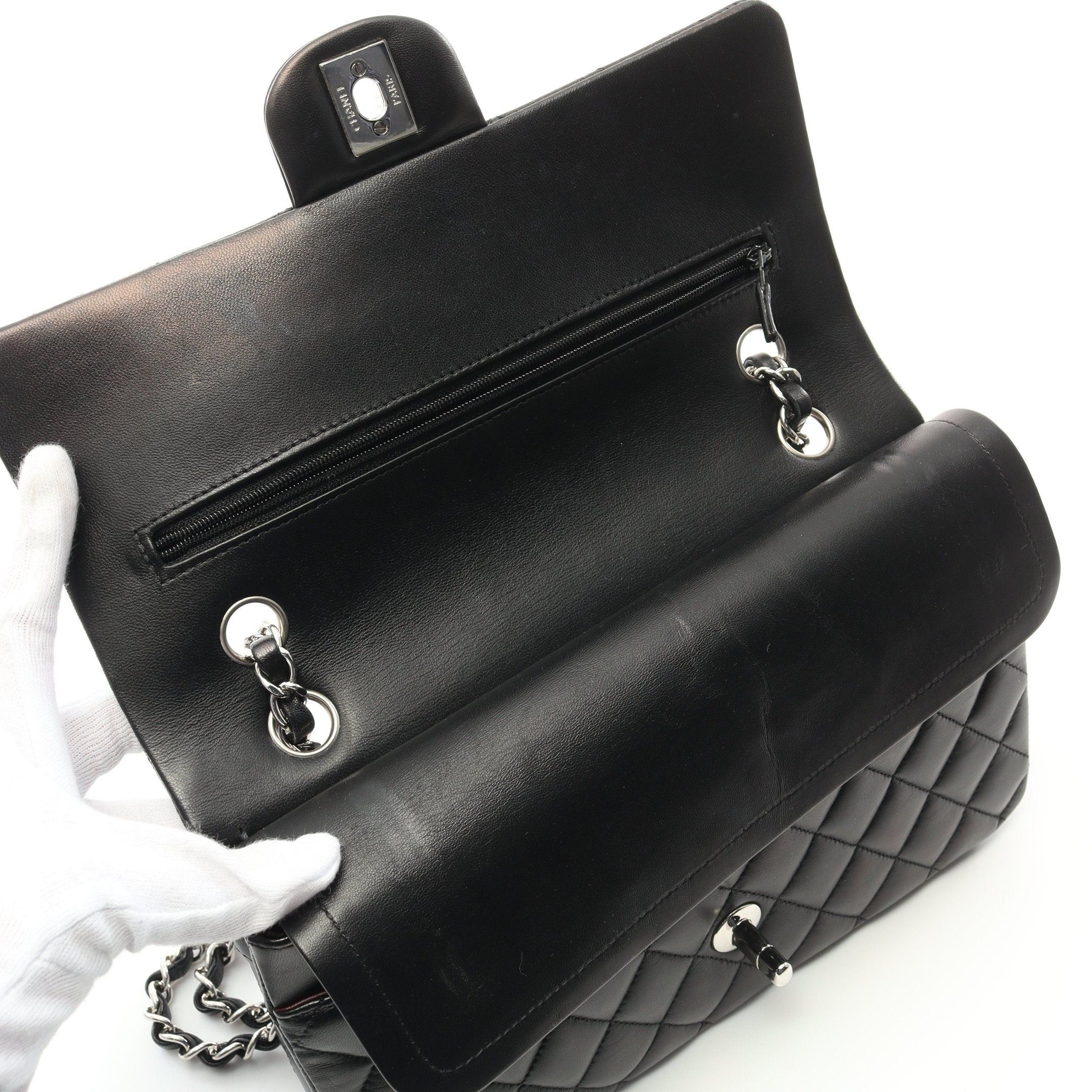 Chanel Chanel Matelasse Double Flap Chain Shoulder Bag Lambskin Black Silver Hardware Size ONE SIZE - 6 Thumbnail