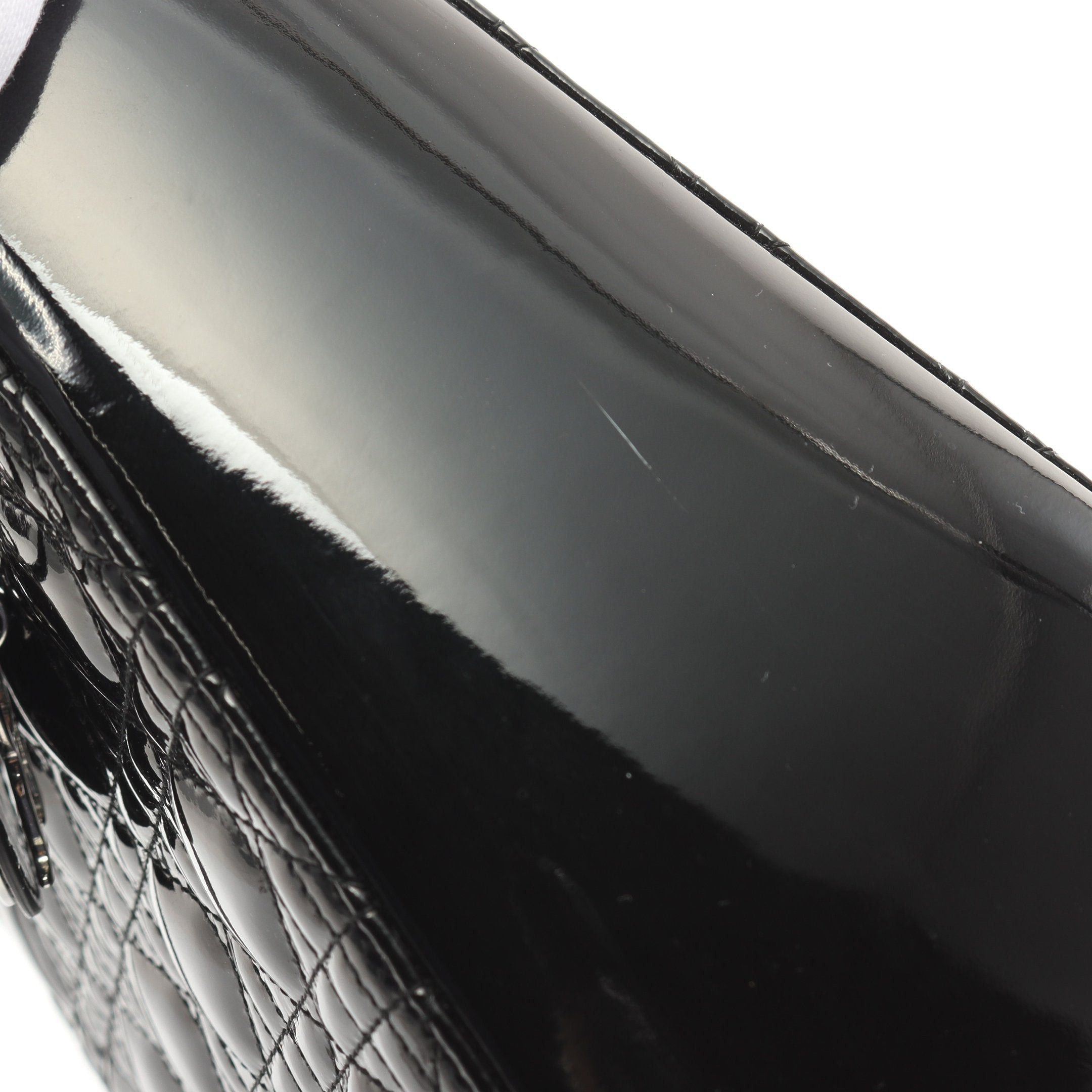 Dior Dior Lady Dior Canage Handbag Patent Leather Black Size ONE SIZE - 7 Thumbnail