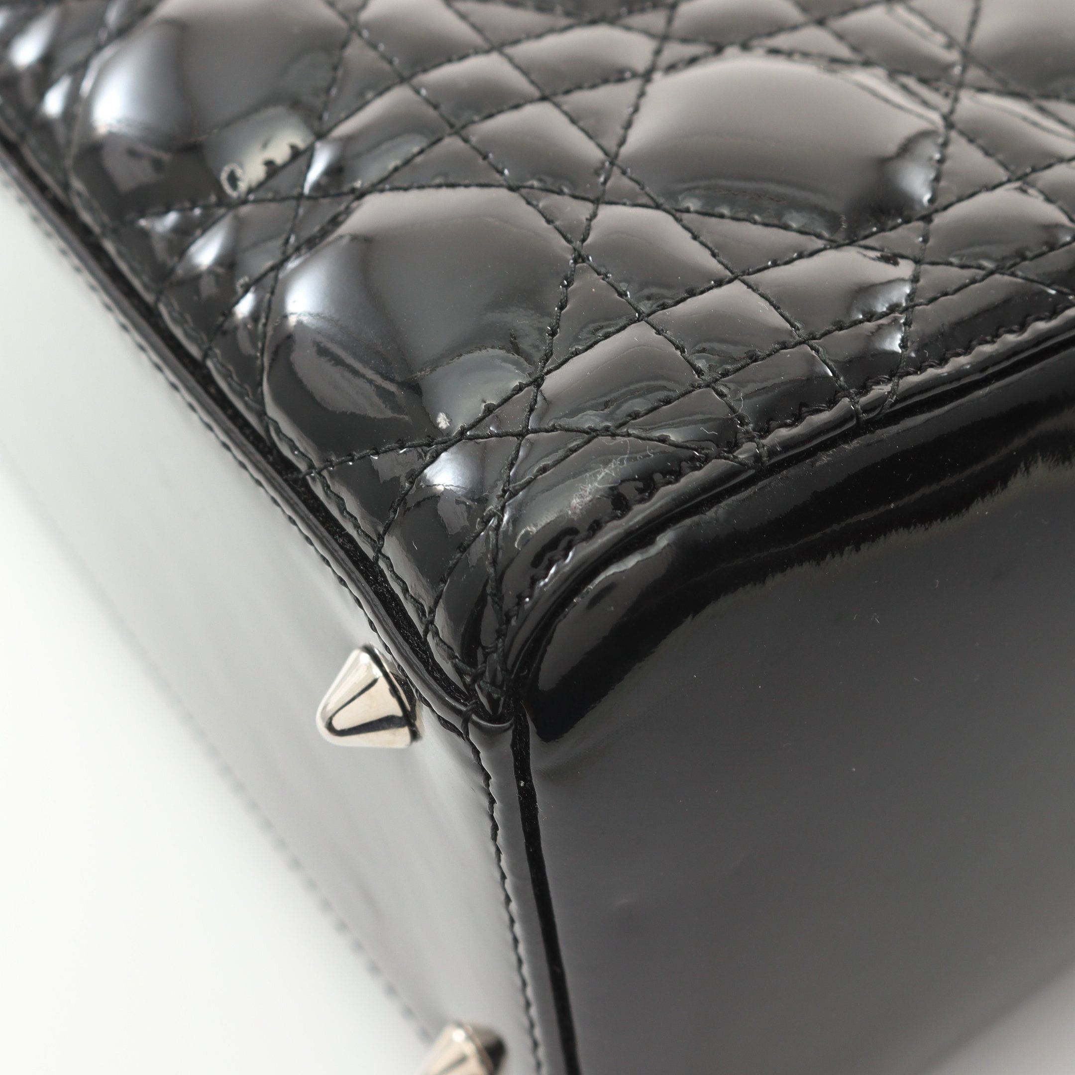 Dior Dior Lady Dior Canage Handbag Patent Leather Black Size ONE SIZE - 6 Thumbnail