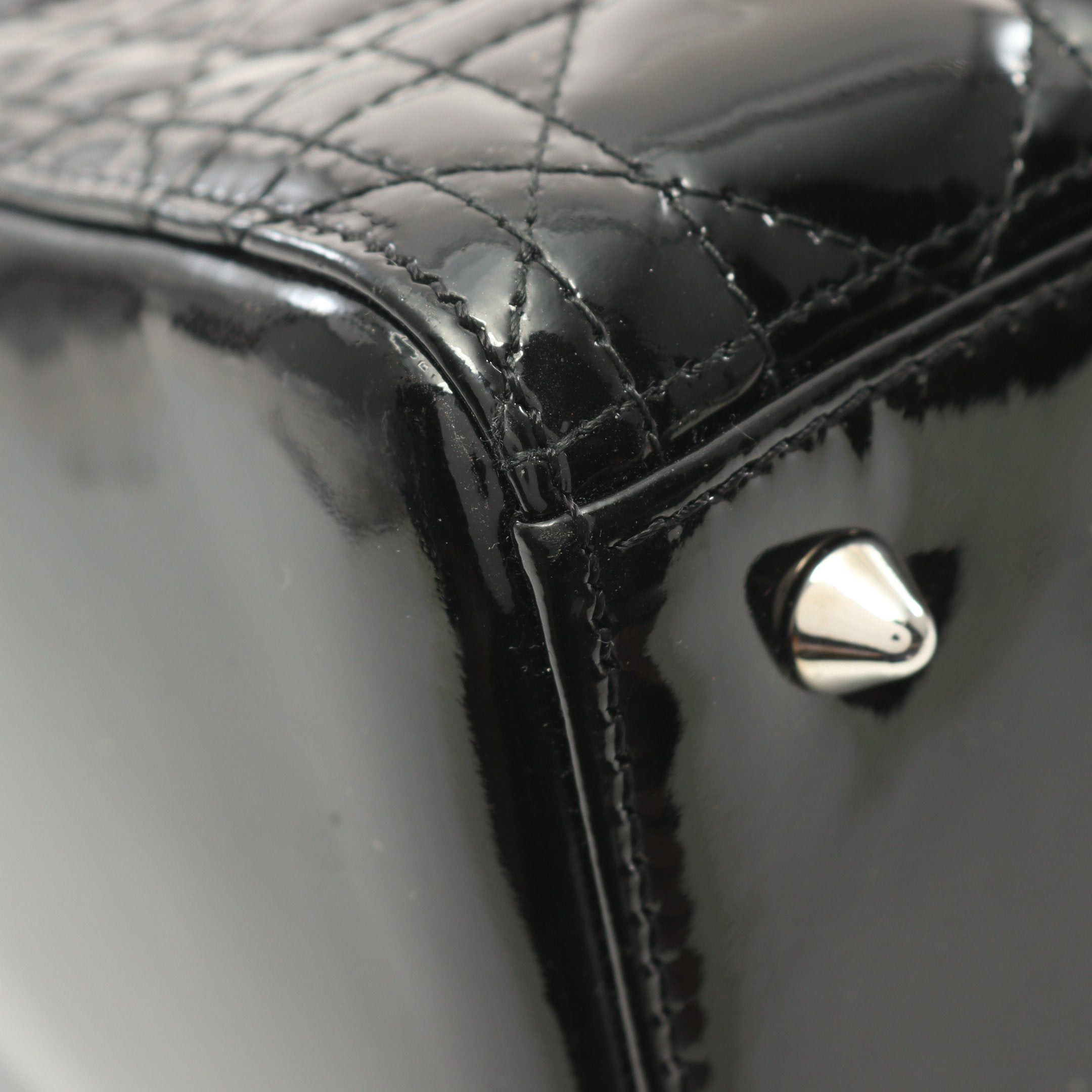 Dior Dior Lady Dior Canage Handbag Patent Leather Black Size ONE SIZE - 8 Thumbnail
