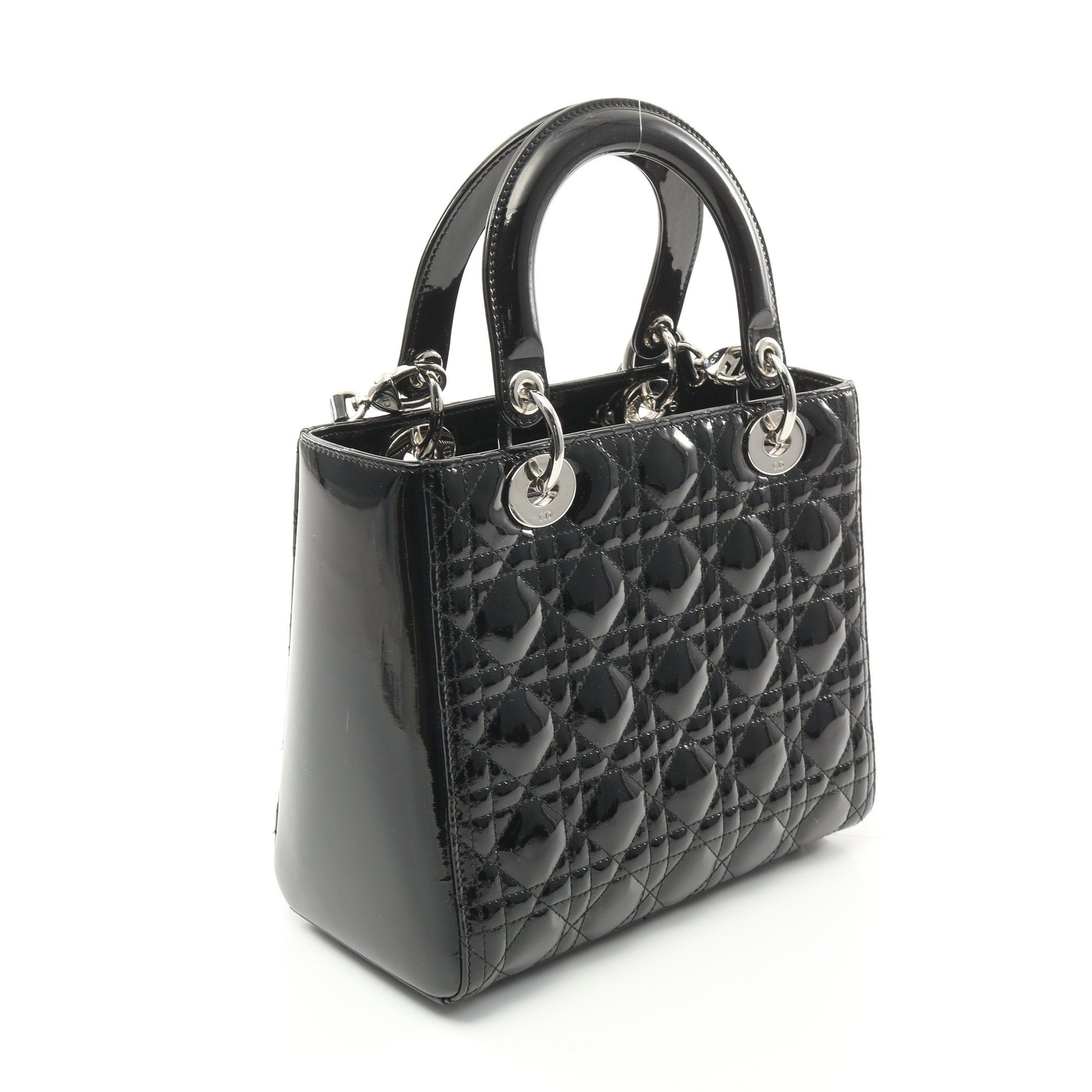 Dior Dior Lady Dior Canage Handbag Patent Leather Black Size ONE SIZE - 2 Thumbnail