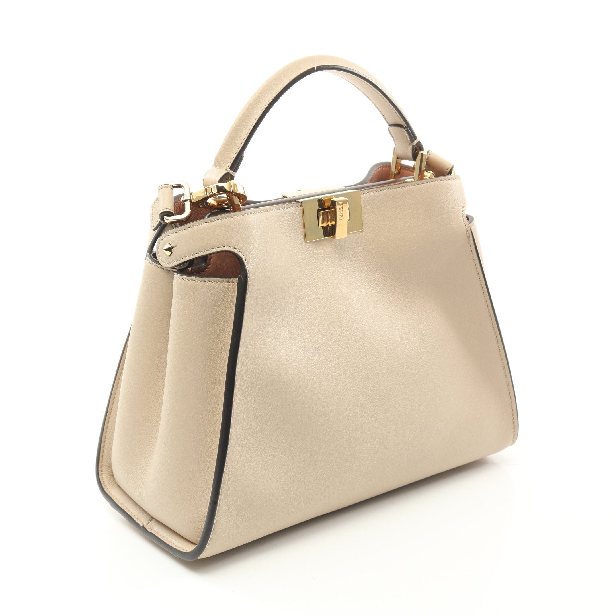 Fendi Fendi Peekaboo Essential Handbag Leather Beige Size ONE SIZE - 2 Thumbnail