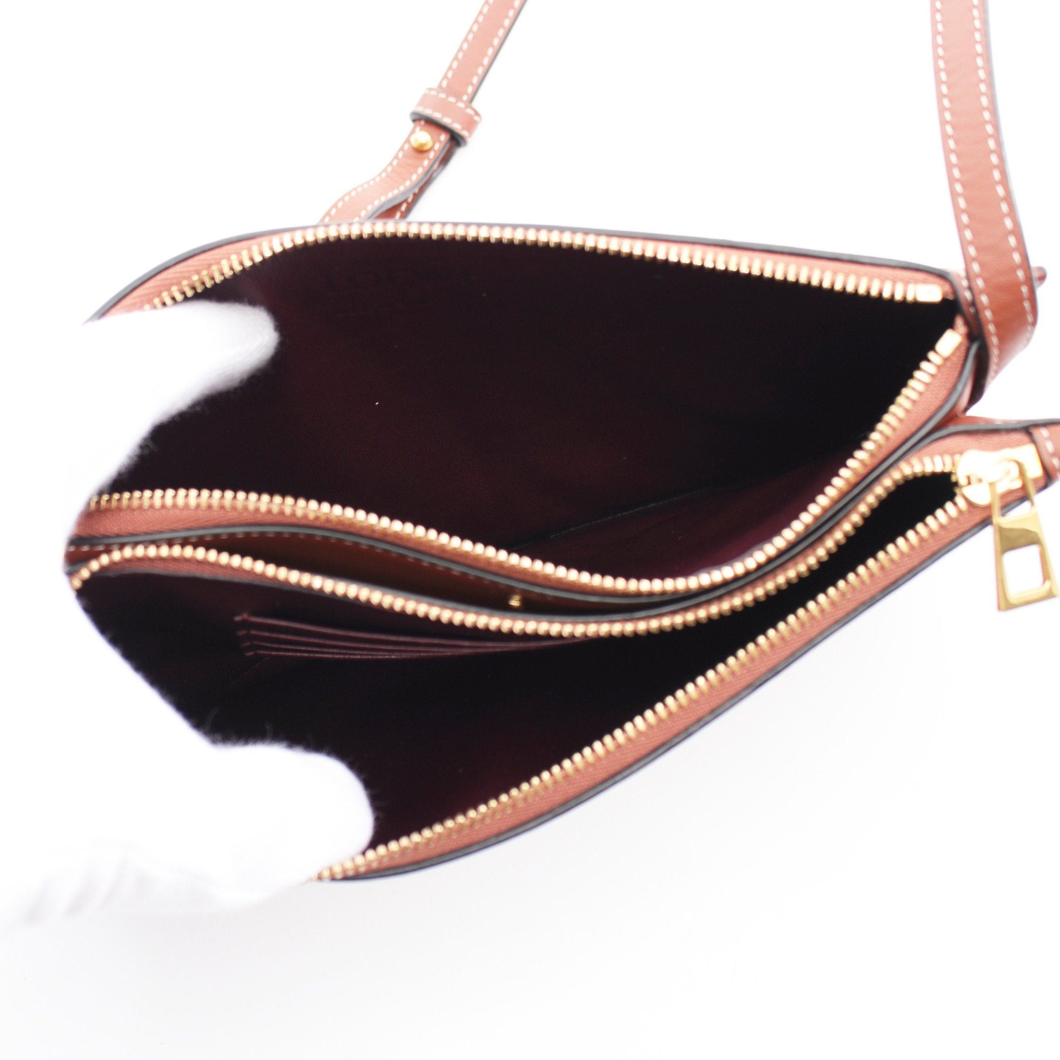 Loewe Loewe Gate Double Zip Pouch Shoulder Bag Leather Brown Size ONE SIZE - 3 Thumbnail