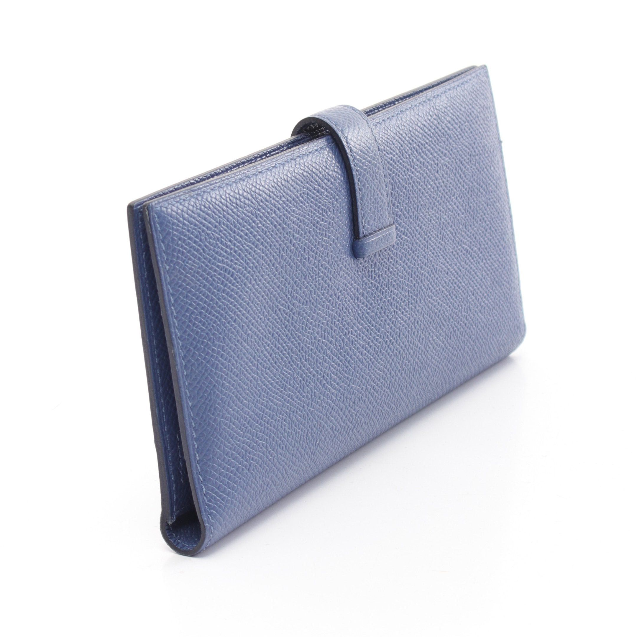 Hermes Hermes Bearn Blue Brighton Bi-Fold Long Wallet Veau Epsom Gray Silver Hardware C Engraved Size ONE SIZE - 2 Thumbnail