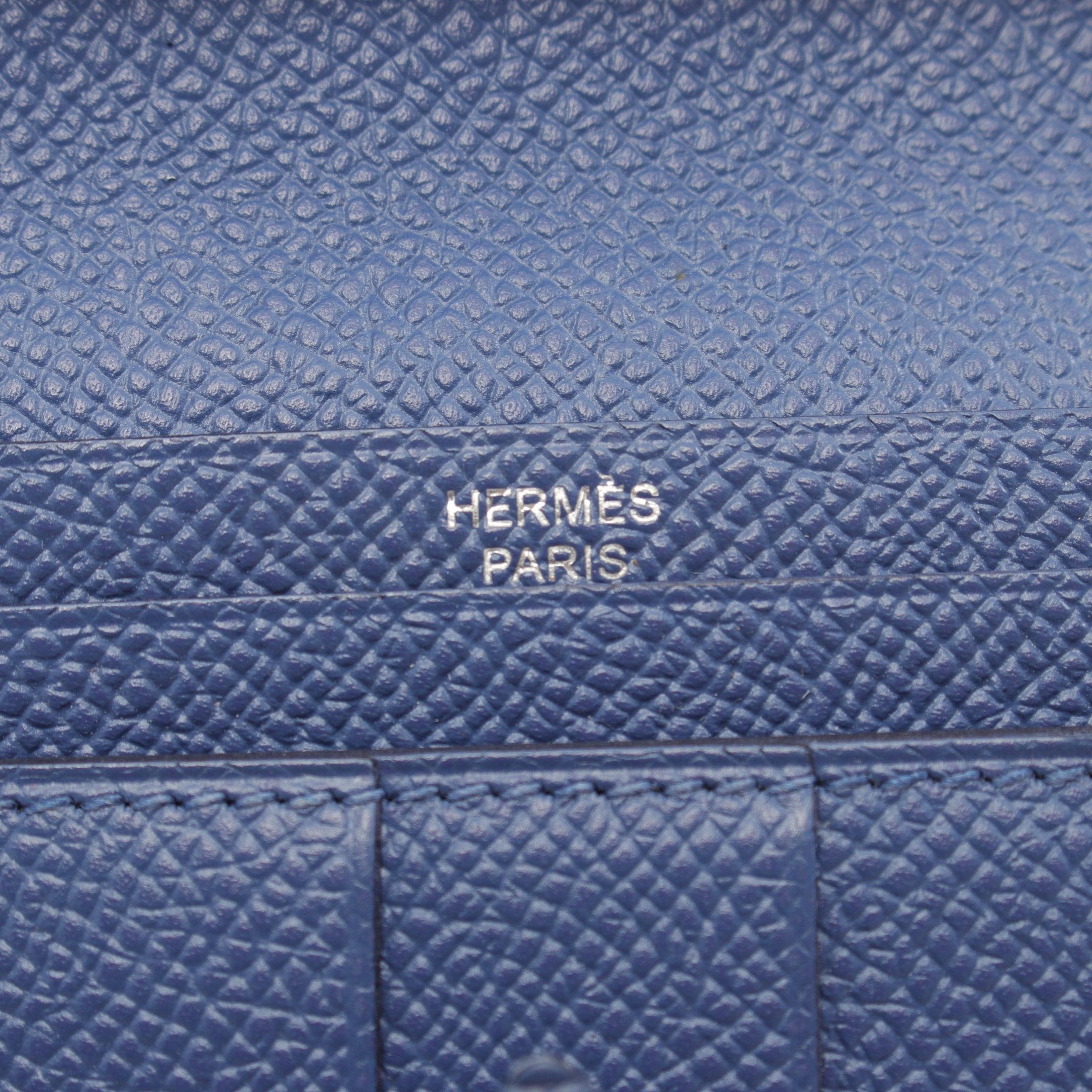 Hermes Hermes Bearn Blue Brighton Bi-Fold Long Wallet Veau Epsom Gray Silver Hardware C Engraved Size ONE SIZE - 4 Thumbnail