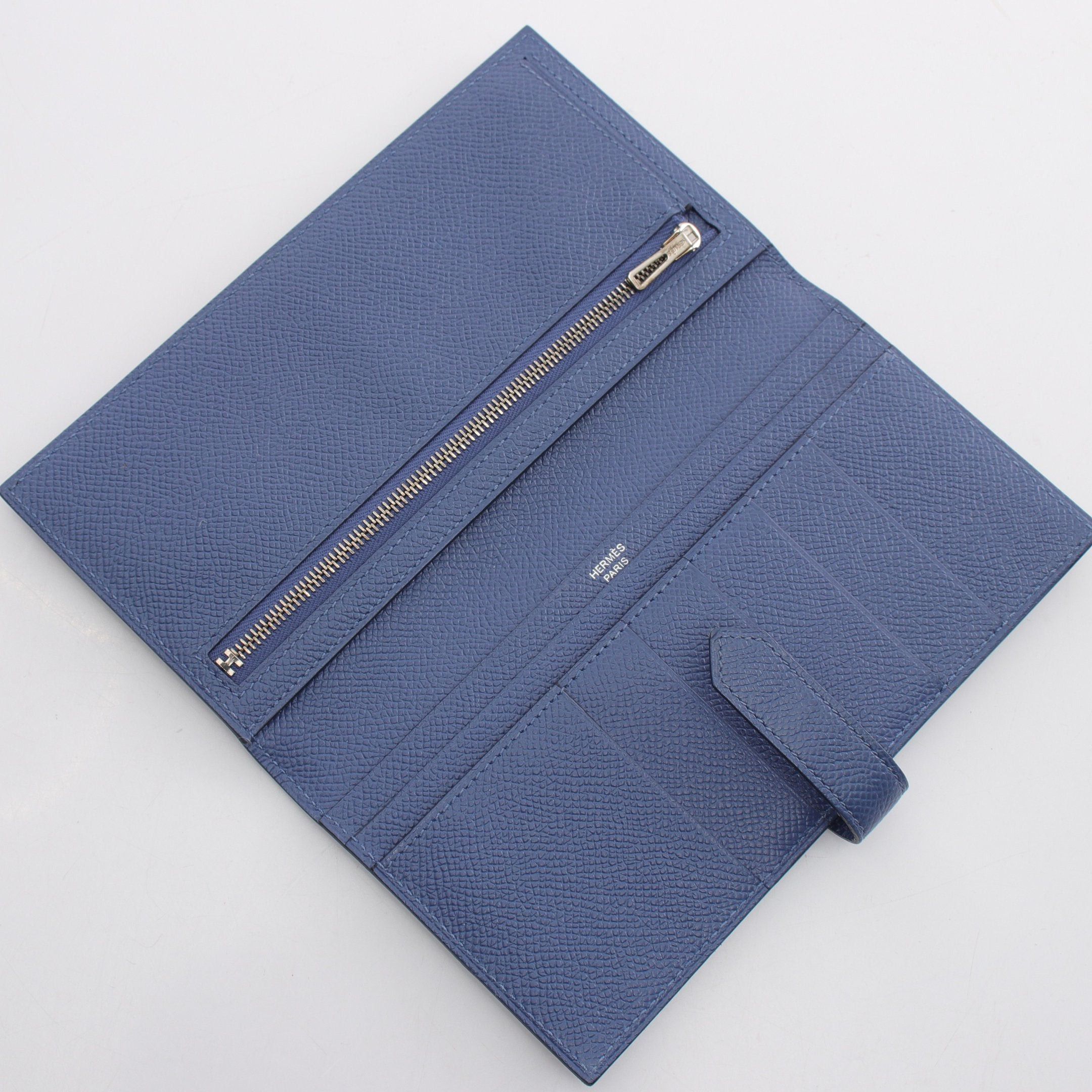Hermes Hermes Bearn Blue Brighton Bi-Fold Long Wallet Veau Epsom Gray Silver Hardware C Engraved Size ONE SIZE - 3 Thumbnail