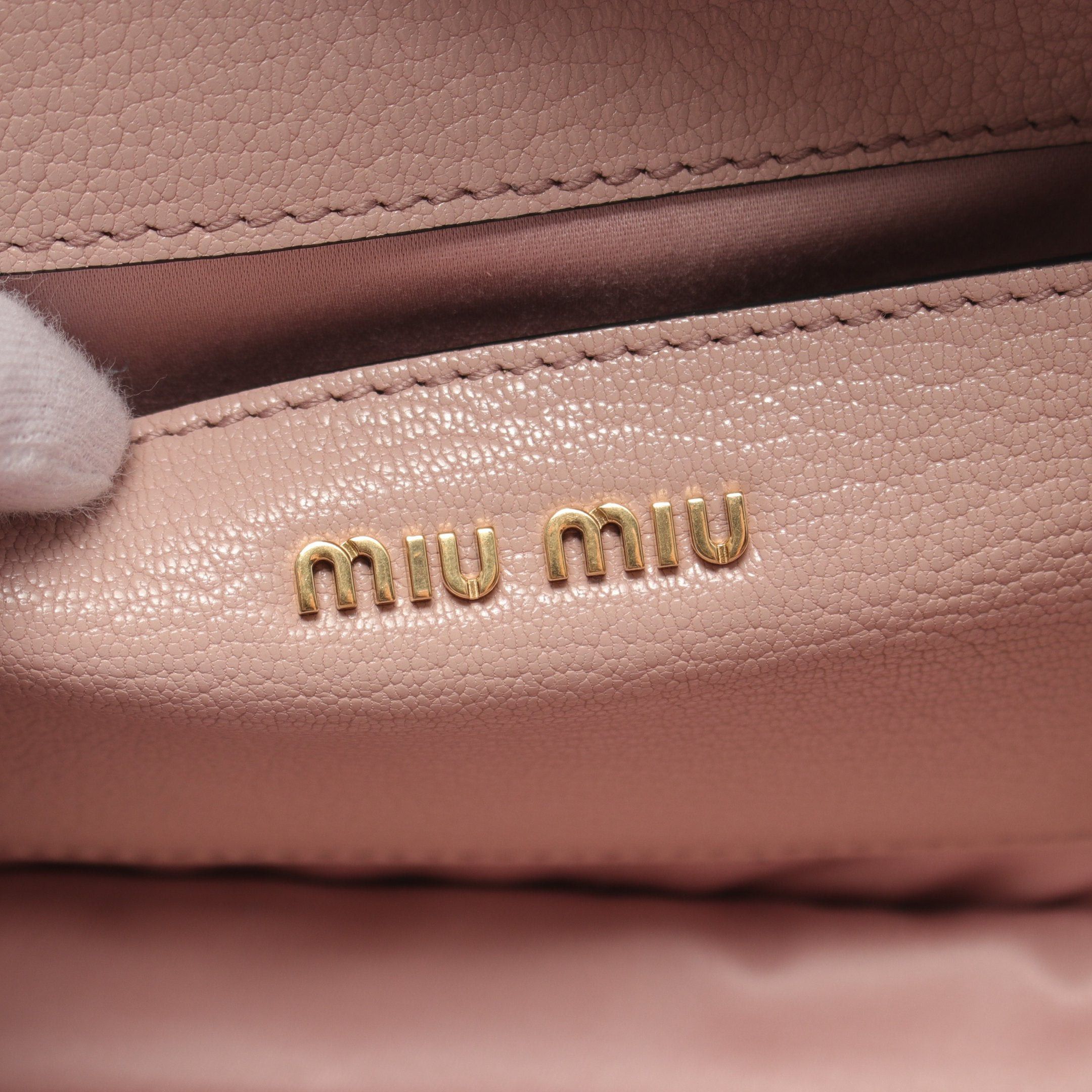 Miu Miu Miu Miu Madras Handbag Leather Pink Beige Size ONE SIZE - 4 Thumbnail