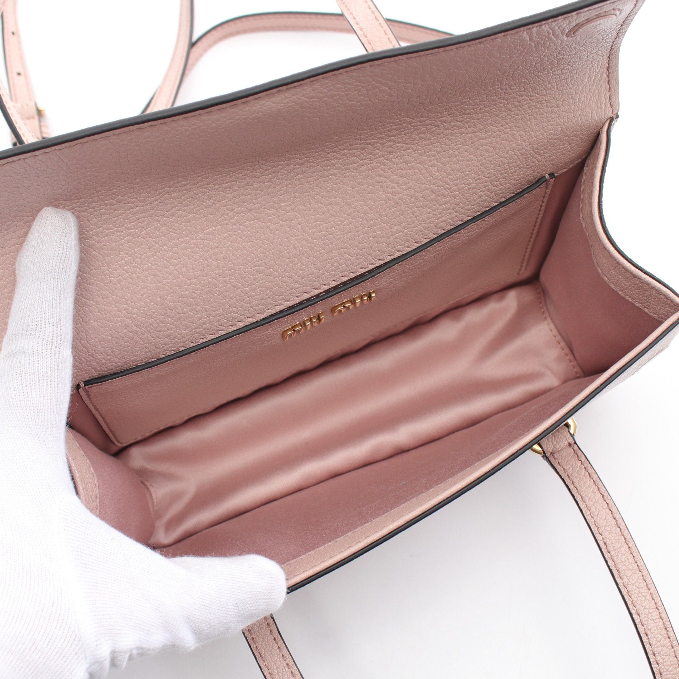 Miu Miu Miu Miu Madras Handbag Leather Pink Beige Size ONE SIZE - 3 Thumbnail