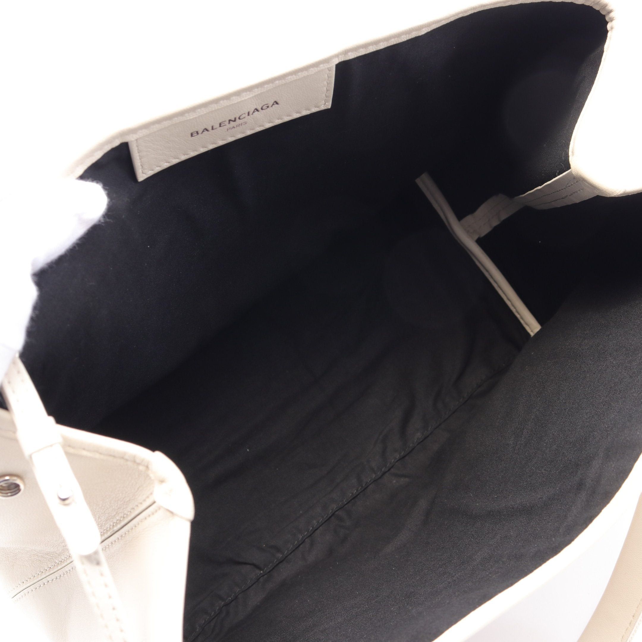 Balenciaga Balenciaga Navy Cabas S Hippopotamus Handbag Tote Bag Leather Ivory Punching Logo Size ONE SIZE - 3 Thumbnail