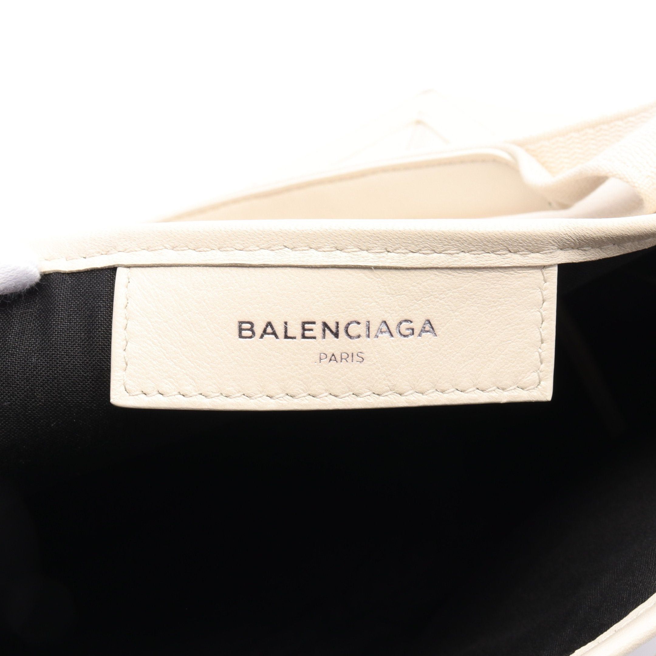 Balenciaga Balenciaga Navy Cabas S Hippopotamus Handbag Tote Bag Leather Ivory Punching Logo Size ONE SIZE - 4 Thumbnail
