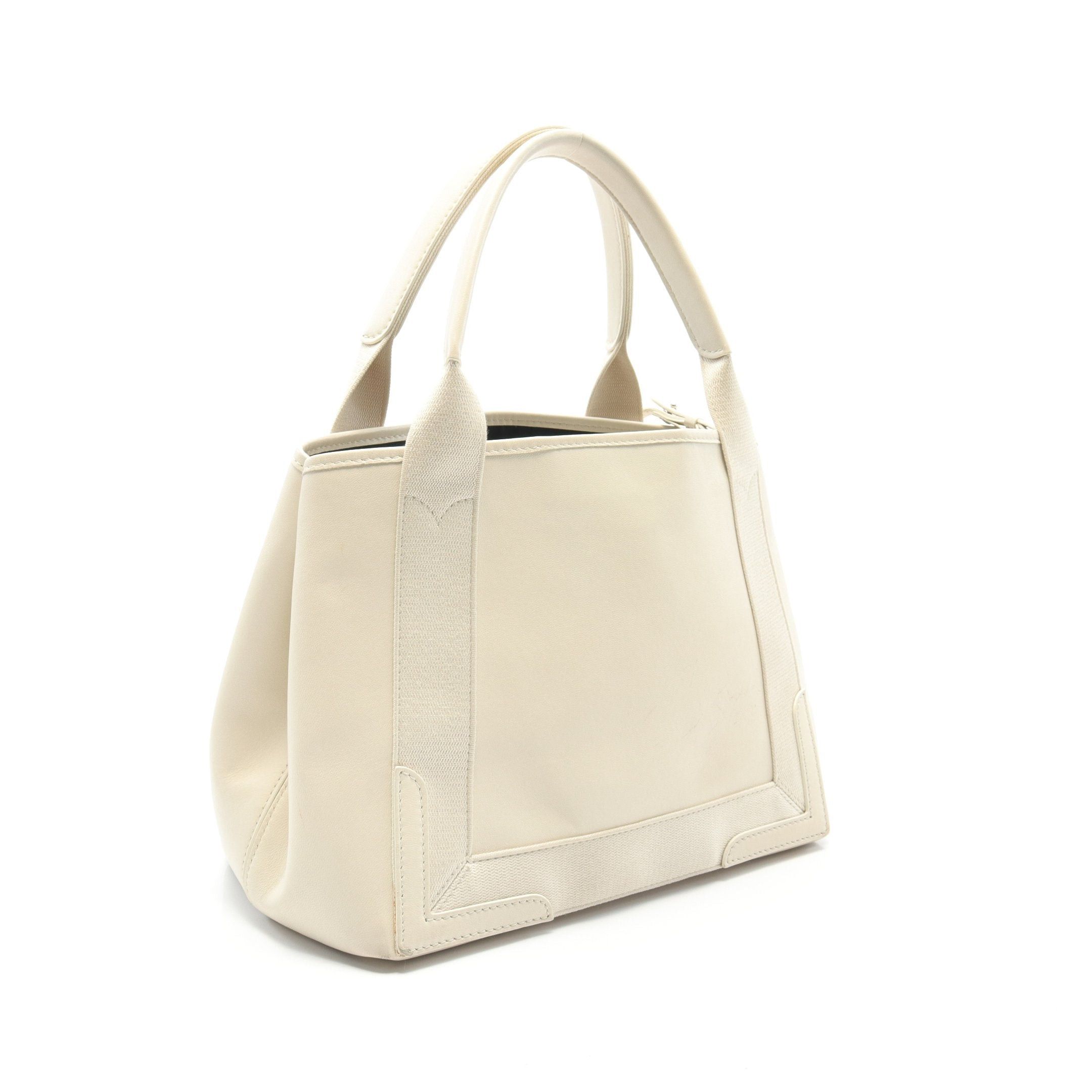 Balenciaga Balenciaga Navy Cabas S Hippopotamus Handbag Tote Bag Leather Ivory Punching Logo Size ONE SIZE - 2 Thumbnail