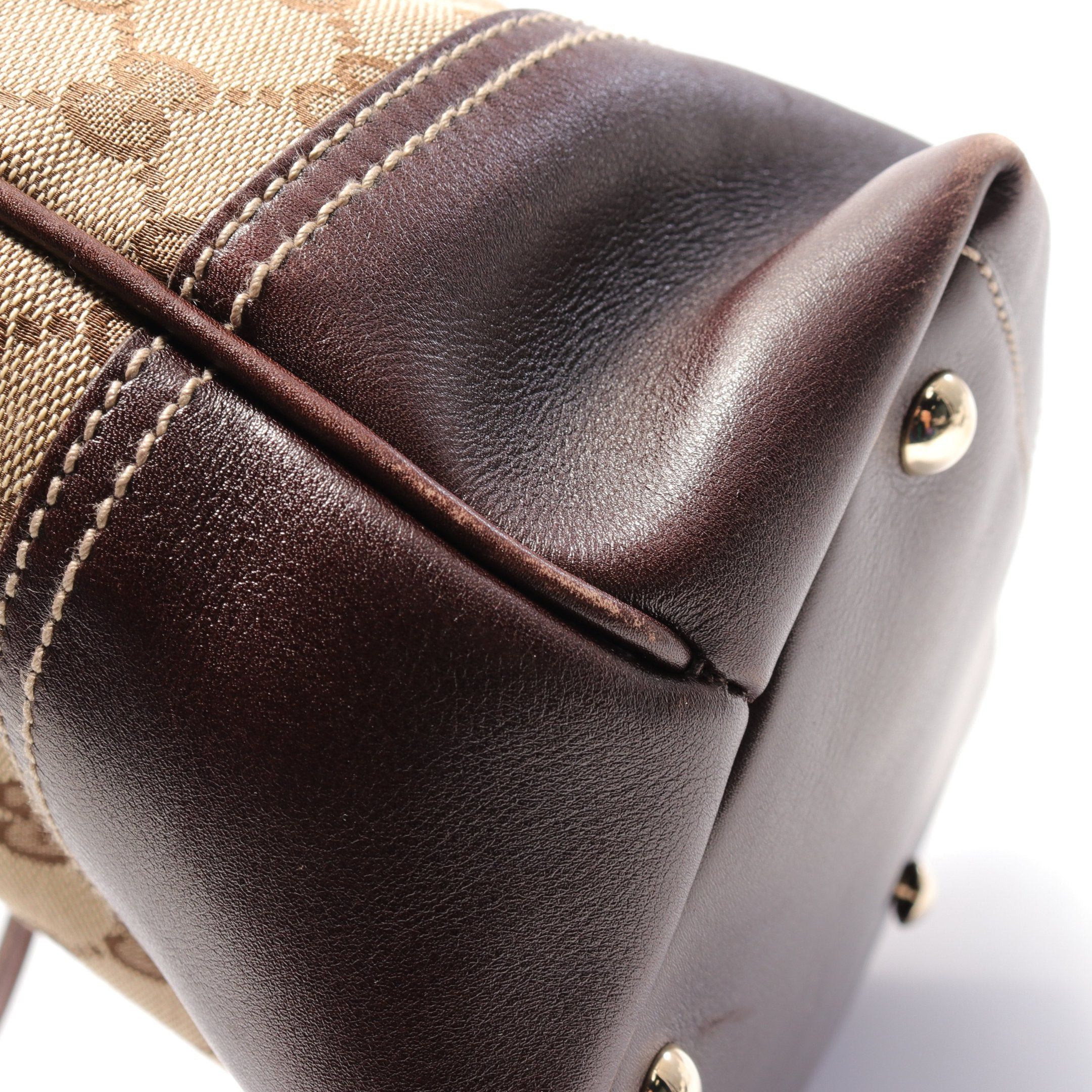 Gucci Gucci New Bullitt Gg Canvas Handbag Tote Bag Leather Beige Dark Brown Size ONE SIZE - 7 Thumbnail