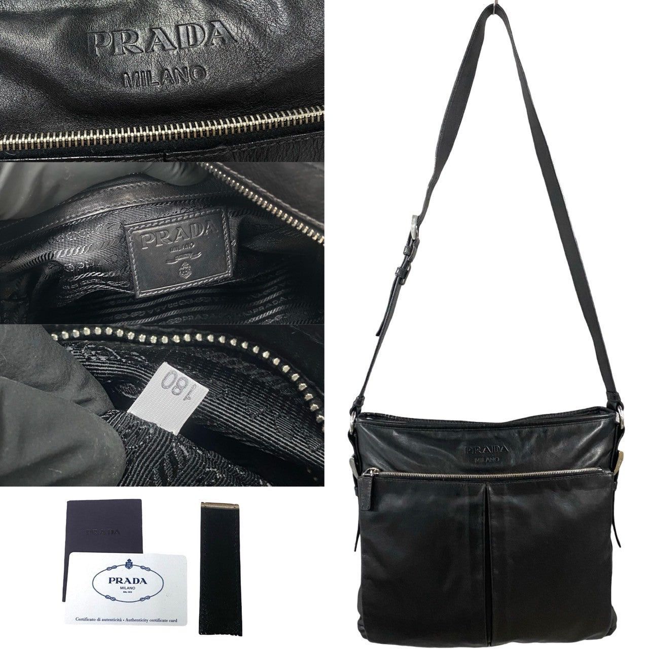 Prada Prada Shoulder Bag Black Leather Size ONE SIZE - 3 Thumbnail