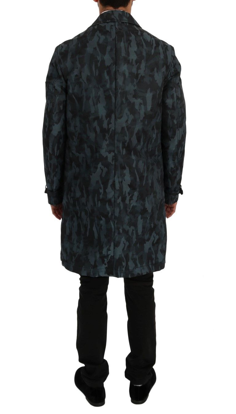 Dolce & Gabbana Blue Camouflage Trench Coat Men's Elegance Size US M / EU 48-50 / 2 - 3 Thumbnail