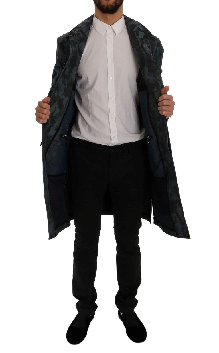 Dolce & Gabbana Blue Camouflage Trench Coat Men's Elegance Size US M / EU 48-50 / 2 - 6 Thumbnail
