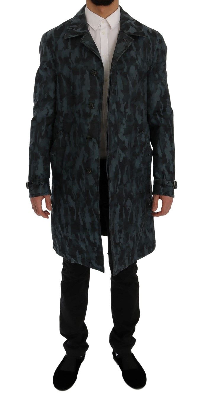 Dolce & Gabbana Blue Camouflage Trench Coat Men's Elegance Size US M / EU 48-50 / 2 - 5 Thumbnail