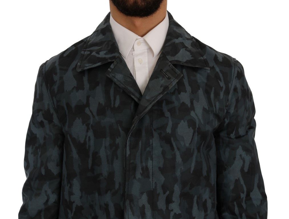 Dolce & Gabbana Blue Camouflage Trench Coat Men's Elegance Size US M / EU 48-50 / 2 - 4 Thumbnail