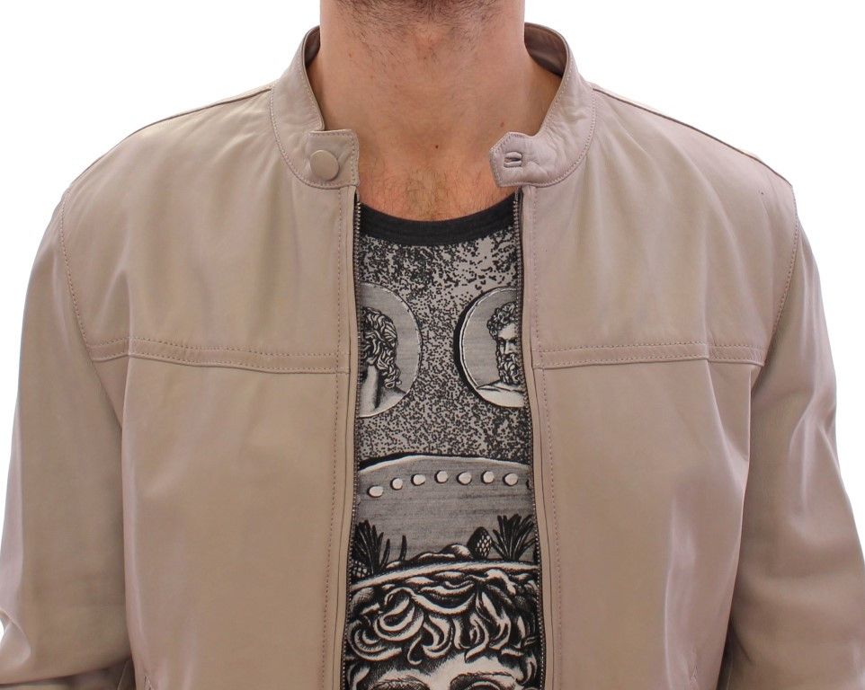 Dolce & Gabbana Elegant Beige Leather Lambskin Men's Jacket Size US L / EU 52-54 / 3 - 6 Thumbnail
