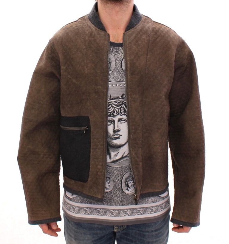 Dolce & Gabbana Elegant Leather & Wool Blend Men's Jacket Size US S / EU 44-46 / 1 - 5 Thumbnail