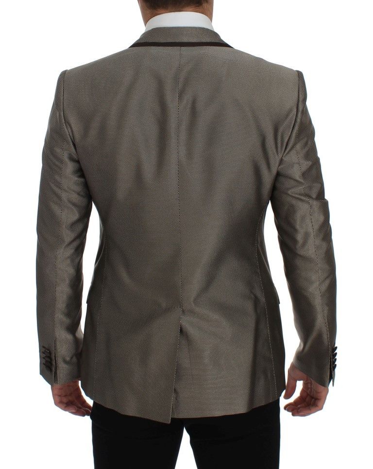 Dolce & Gabbana Elegant Brown Silk Two-Button Slim Men's Blazer Size 38R - 3 Thumbnail