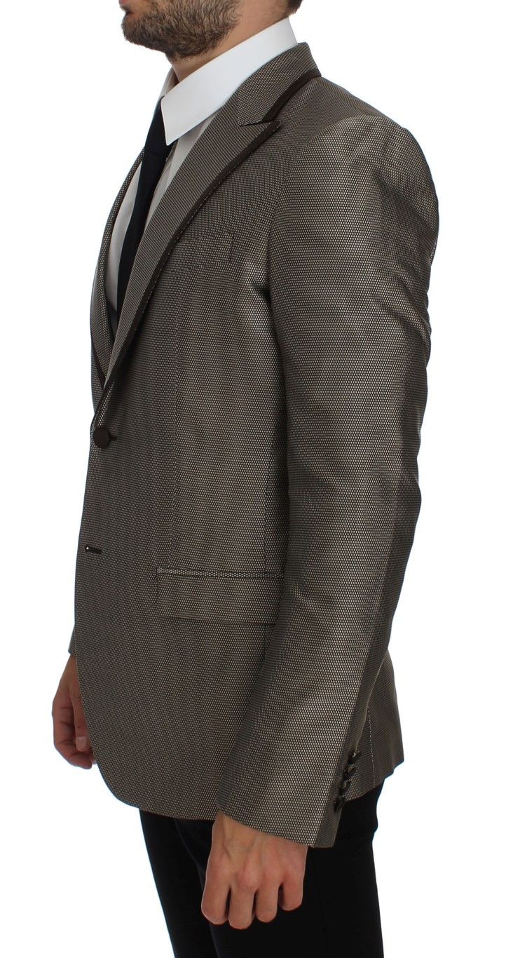 Dolce & Gabbana Elegant Brown Silk Two-Button Slim Men's Blazer Size 38R - 2 Thumbnail