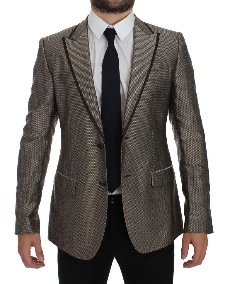 Dolce & Gabbana Elegant Brown Silk Two-Button Slim Men's Blazer Size 38R - 5 Thumbnail