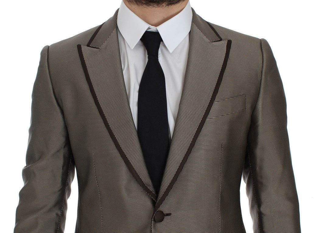Dolce & Gabbana Elegant Brown Silk Two-Button Slim Men's Blazer Size 38R - 4 Thumbnail