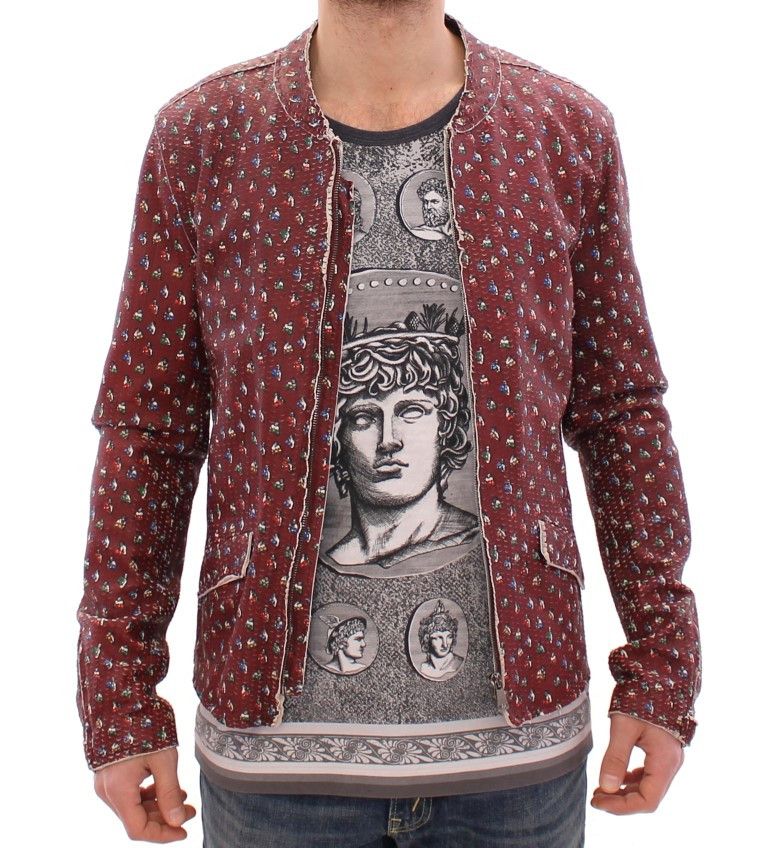 Dolce & Gabbana Exclusive Boxer Print Bordeaux Leather Men's Jacket Size US M / EU 48-50 / 2 - 5 Thumbnail