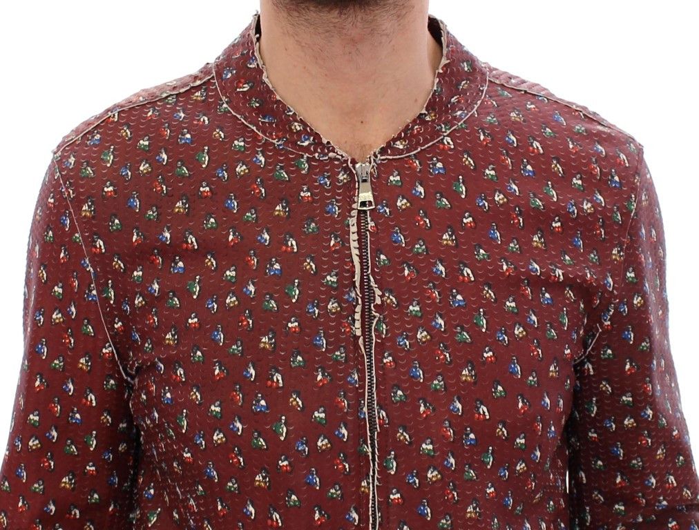 Dolce & Gabbana Exclusive Boxer Print Bordeaux Leather Men's Jacket Size US M / EU 48-50 / 2 - 4 Thumbnail
