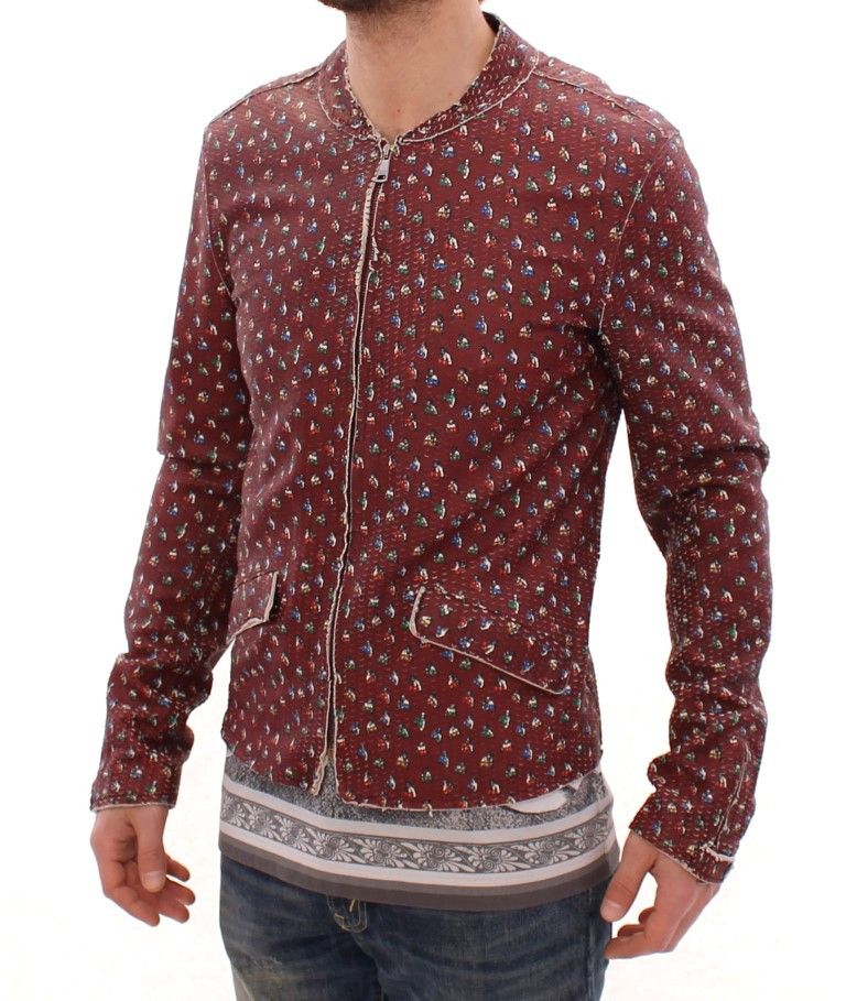 Dolce & Gabbana Exclusive Boxer Print Bordeaux Leather Men's Jacket Size US M / EU 48-50 / 2 - 2 Thumbnail
