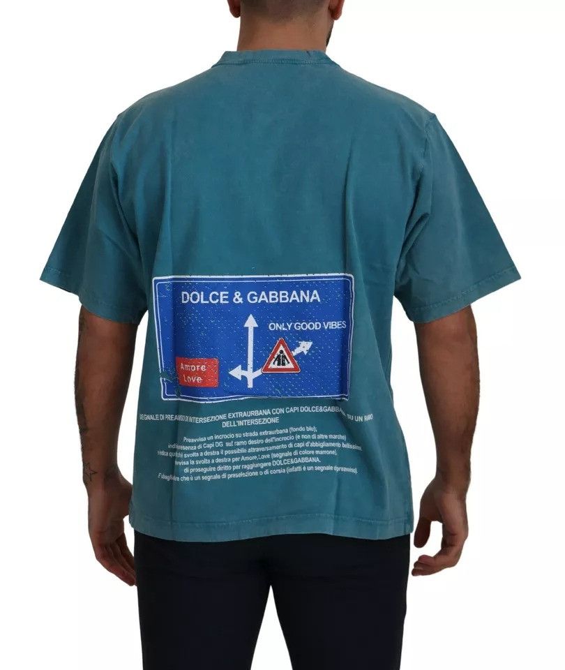 Dolce & Gabbana Elegant Crew Neck Cotton Tee in Men's Blue Size US XS / EU 42 / 0 - 5 Thumbnail