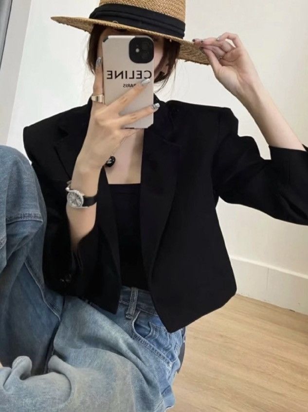 Saint Laurent Paris $4.5K VALUE Opened Cropped Short Blazer Jacket Size M / US 6-8 / IT 42-44 - 2 Thumbnail
