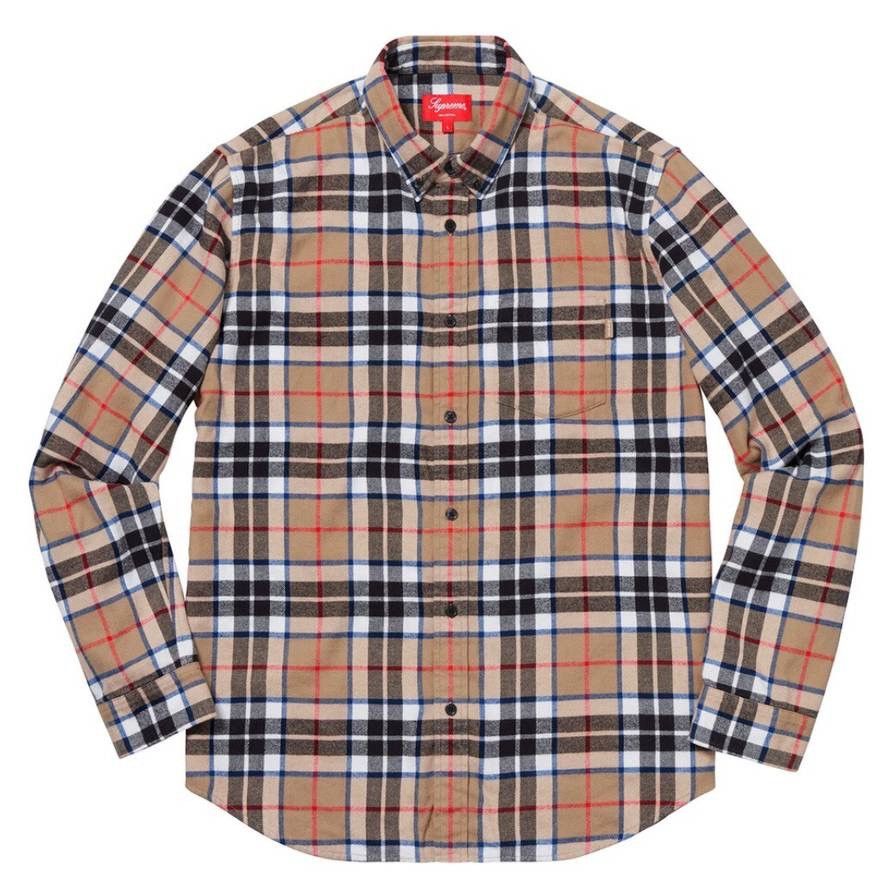 Supreme Supreme Tartan L S Flannel Shirt Tan Burberry Grailed