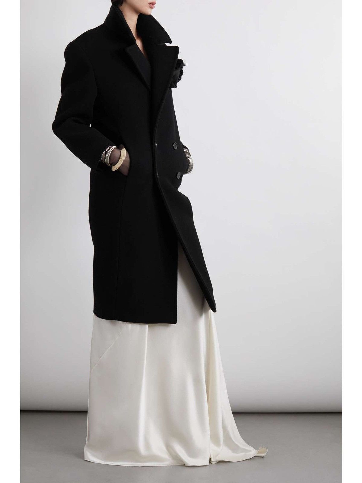 Saint Laurent Paris $10K VALUE Double Breasted Cashmere Felt Coat Size XS / US 0-2 / IT 36-38 - 3 Thumbnail