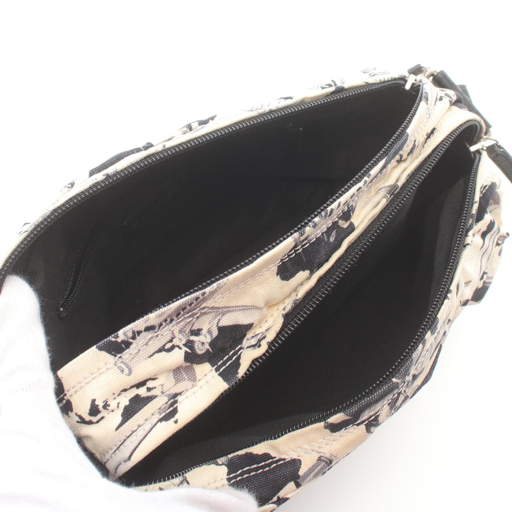 Chanel Chanel Airline Shoulder Bag Canvas Off White Black Silver Hardware Size ONE SIZE - 3 Thumbnail