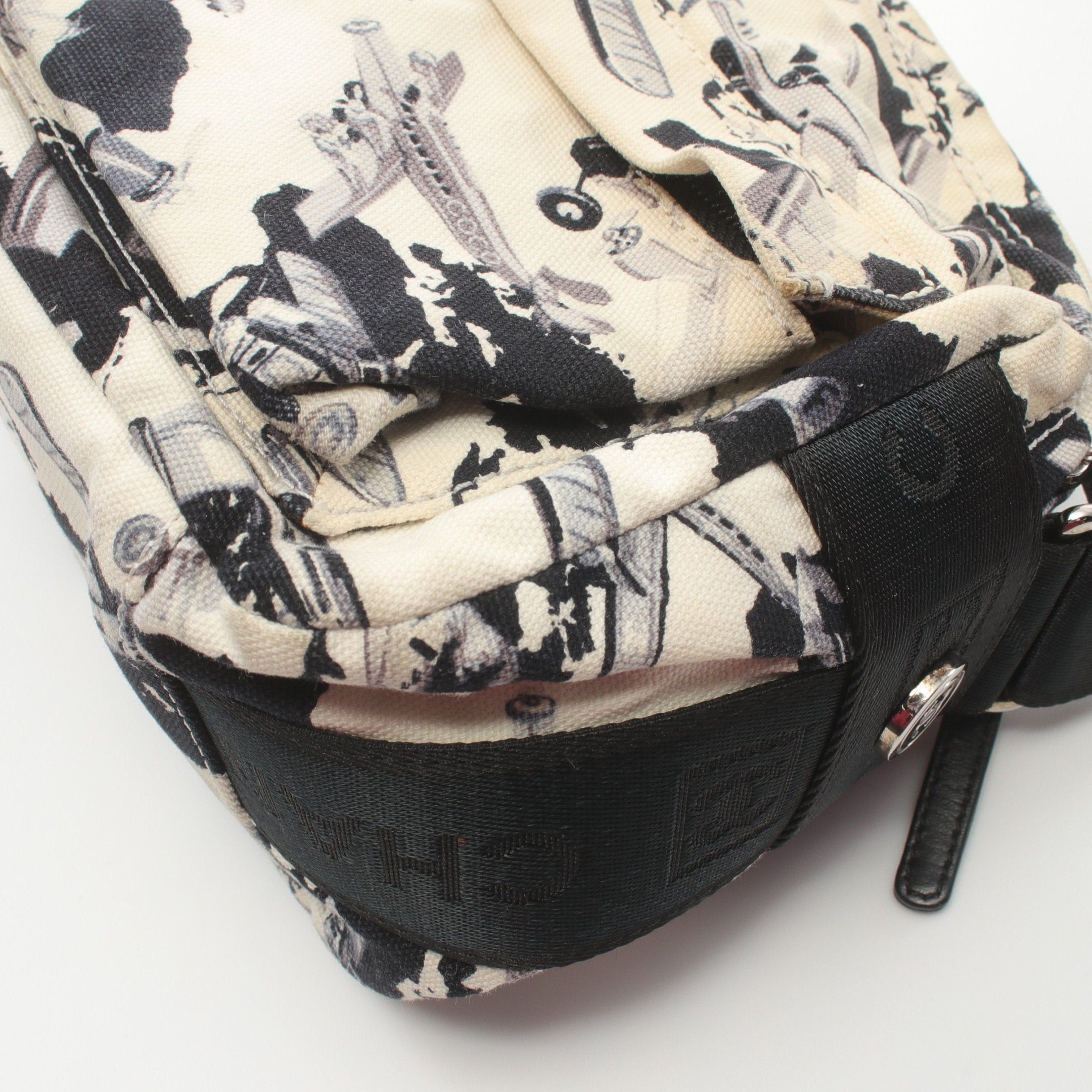 Chanel Chanel Airline Shoulder Bag Canvas Off White Black Silver Hardware Size ONE SIZE - 7 Thumbnail