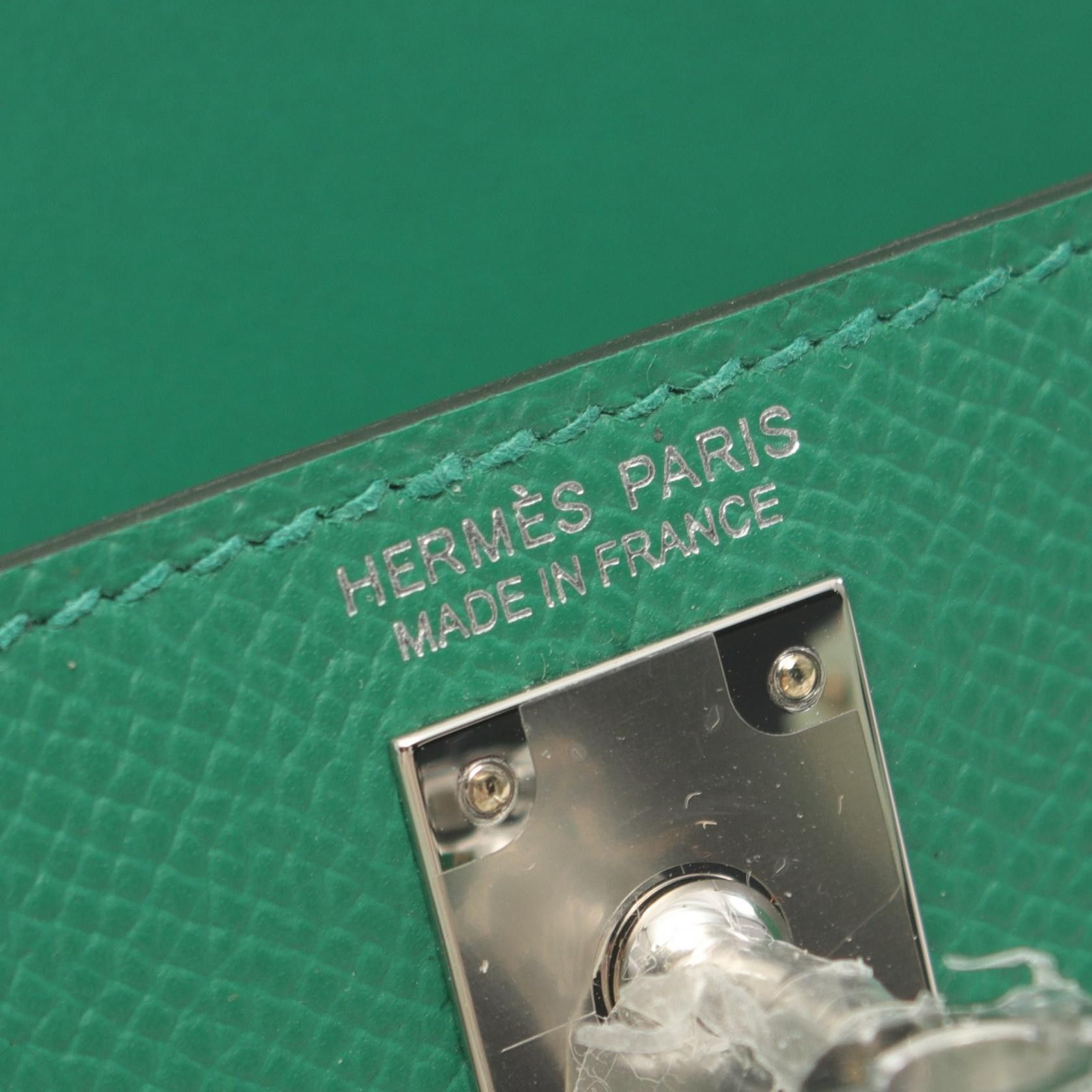 Hermes Hermes Kelly Mini 2 Do Tricolor Veil Vertigo Blue Zanzibar Handbag Veau Epsom Green Silver Hardware Double Engraved Size ONE SIZE - 4 Thumbnail