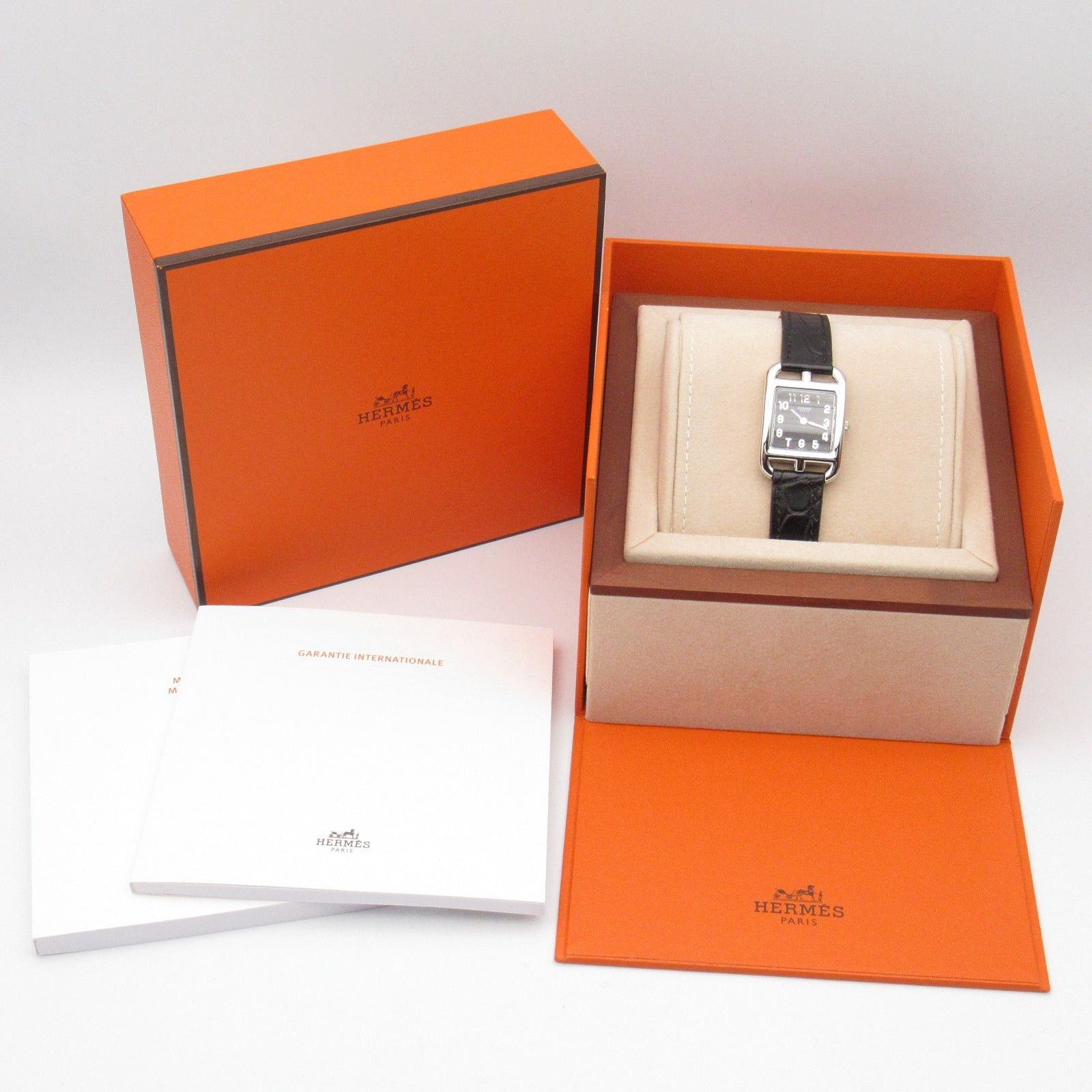 Hermes Hermes Cape Cod Watch Women Quartz Stainless Steel Crocodile Leather Belt Black Size ONE SIZE - 10 Thumbnail