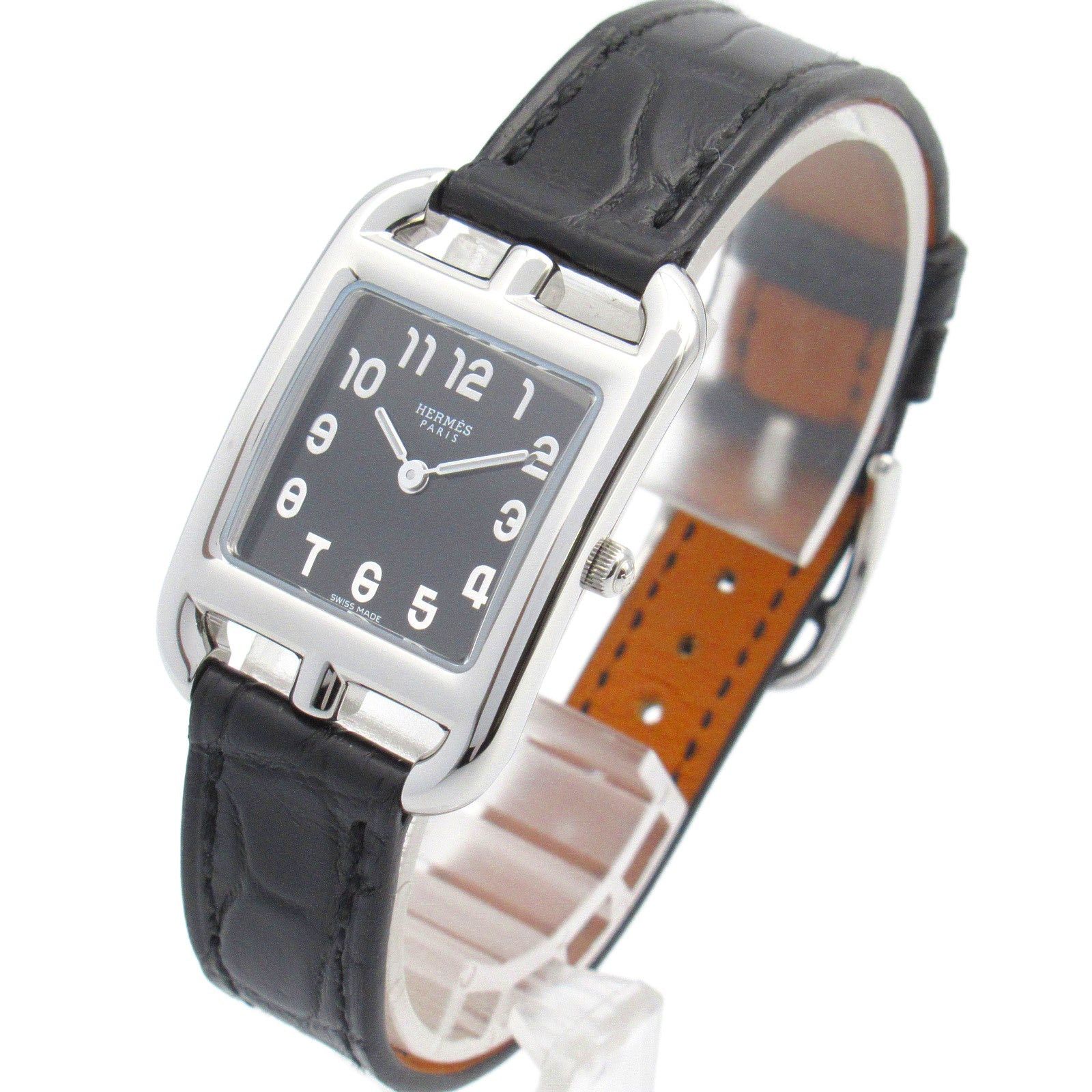 Hermes Hermes Cape Cod Watch Women Quartz Stainless Steel Crocodile Leather Belt Black Size ONE SIZE - 2 Thumbnail
