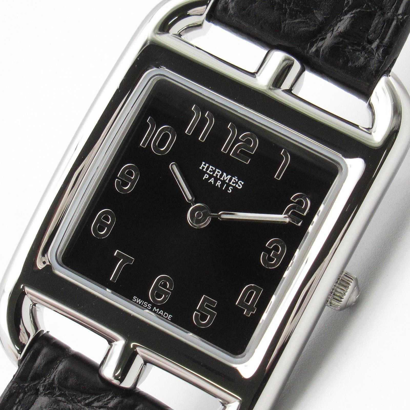 Hermes Hermes Cape Cod Watch Women Quartz Stainless Steel Crocodile Leather Belt Black Size ONE SIZE - 3 Thumbnail