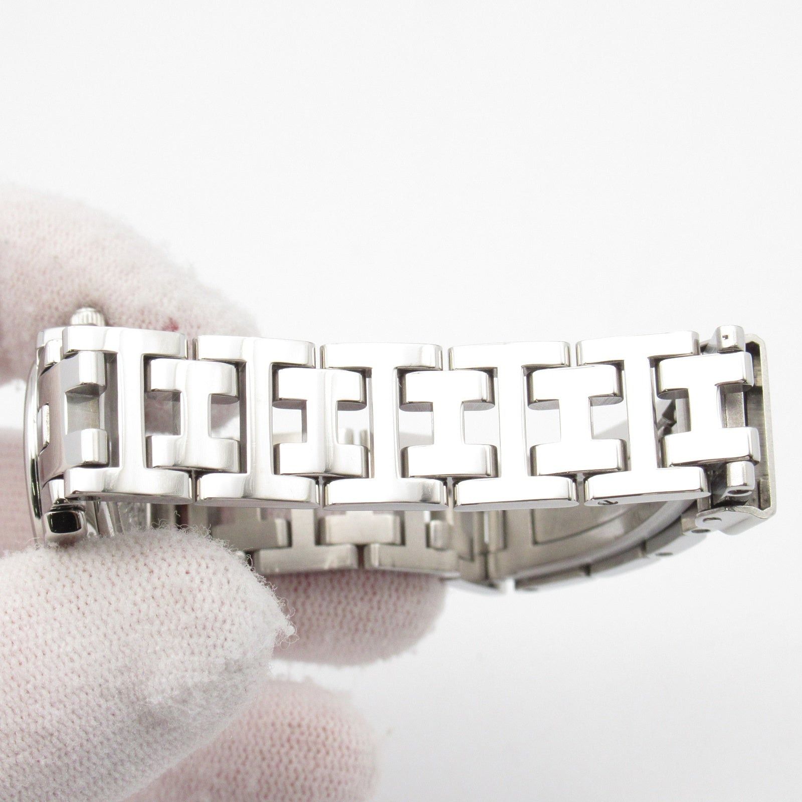 Hermes Hermes Clipper Nacle 12P Diamond Bezel Women Watch Quartz Stainless Steel White Shell Size ONE SIZE - 9 Thumbnail