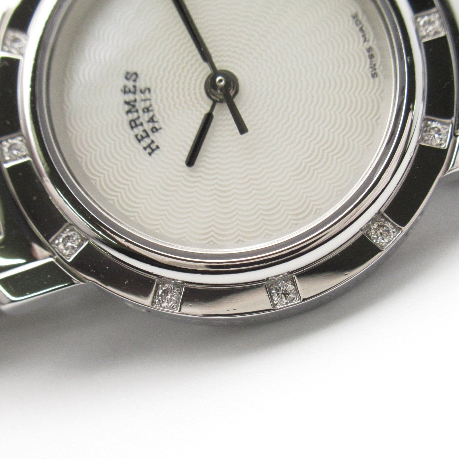 Hermes Hermes Clipper Nacle 12P Diamond Bezel Women Watch Quartz Stainless Steel White Shell Size ONE SIZE - 11 Thumbnail