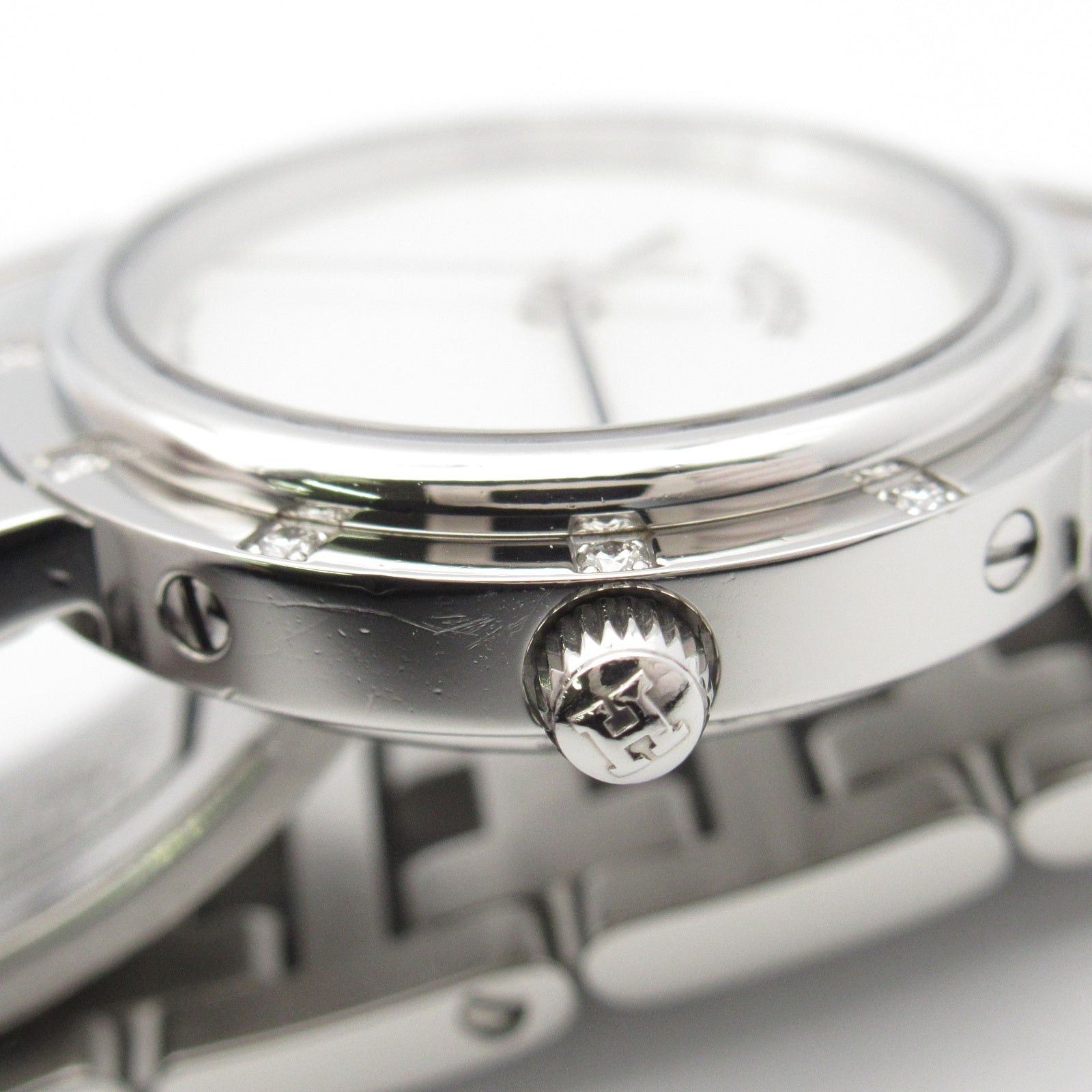 Hermes Hermes Clipper Nacle 12P Diamond Bezel Women Watch Quartz Stainless Steel White Shell Size ONE SIZE - 16 Thumbnail