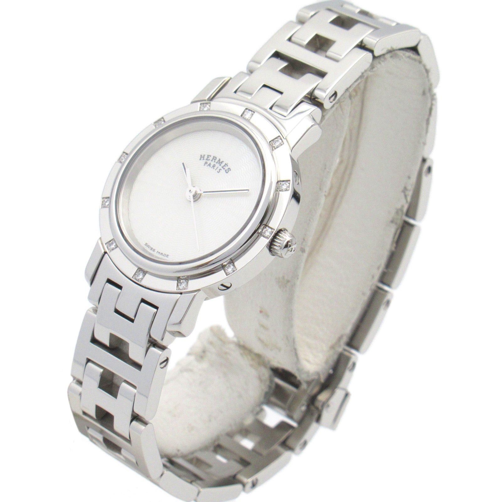 Hermes Hermes Clipper Nacle 12P Diamond Bezel Women Watch Quartz Stainless Steel White Shell Size ONE SIZE - 2 Thumbnail