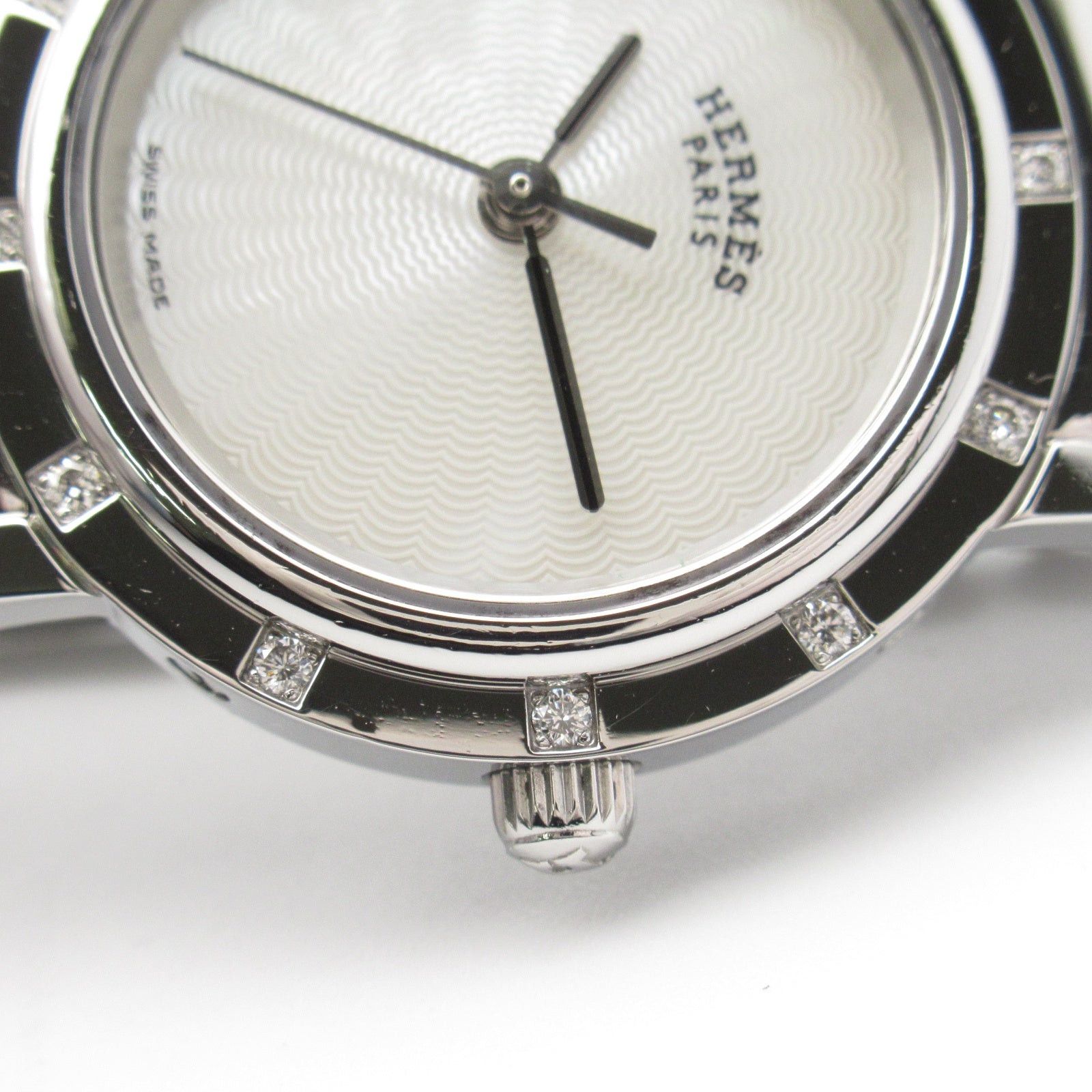 Hermes Hermes Clipper Nacle 12P Diamond Bezel Women Watch Quartz Stainless Steel White Shell Size ONE SIZE - 12 Thumbnail