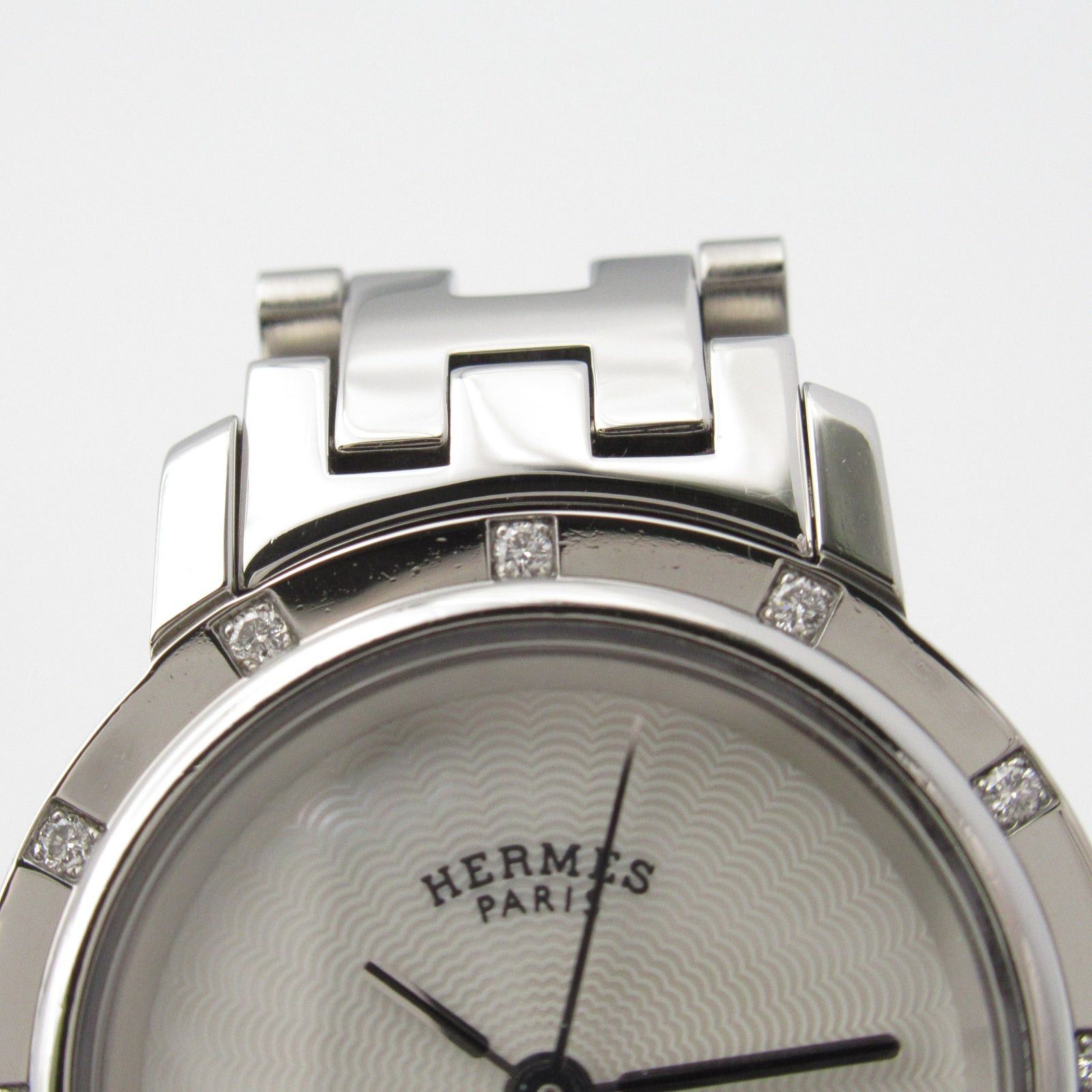 Hermes Hermes Clipper Nacle 12P Diamond Bezel Women Watch Quartz Stainless Steel White Shell Size ONE SIZE - 13 Thumbnail