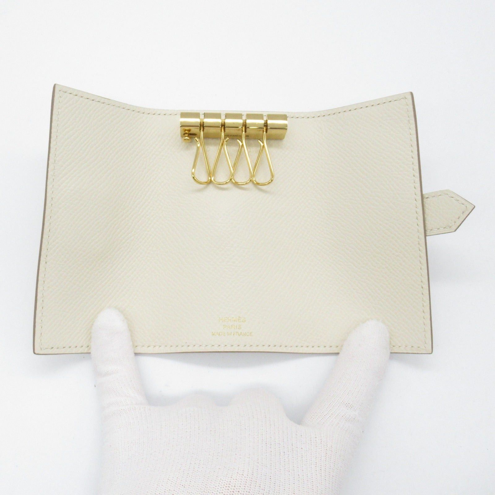 Hermes Hermes Bearn 4-Key Case Key Leather Veau Epsom White Kure Gold Hardware D Stamp Size ONE SIZE - 5 Thumbnail